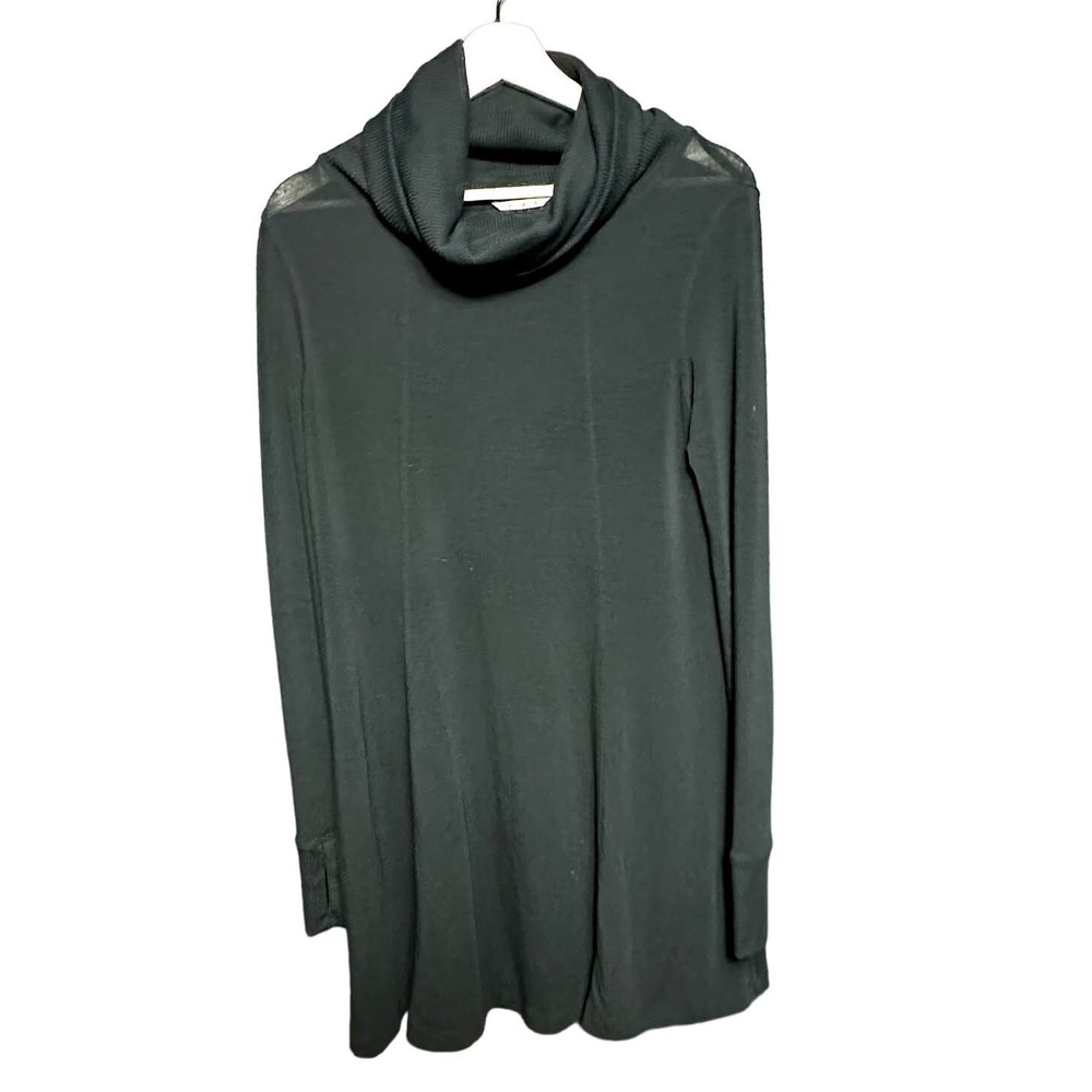 CAbi Women's Black Ribbed Draped Neck Long Sleeve Pullover Sweatshirt Medium